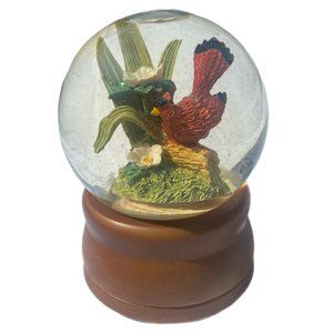 Music Snow Globe Cardinal Plays "You Light Up My Life" Vintage